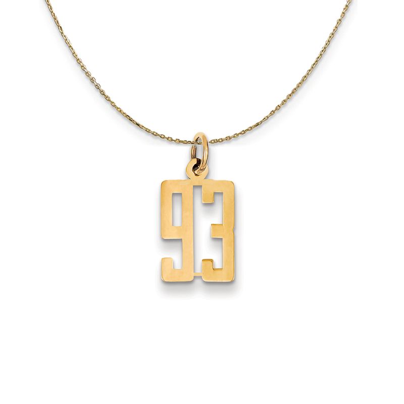14k Yellow Gold, Alumni Small Elongated Number 93 Necklace - 16 Inch